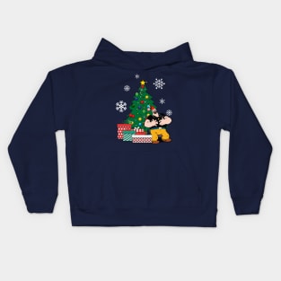 Bluto Around The Christmas Tree Popeye Kids Hoodie